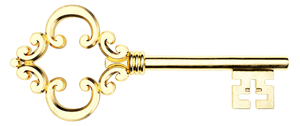 Golden key with intricate design